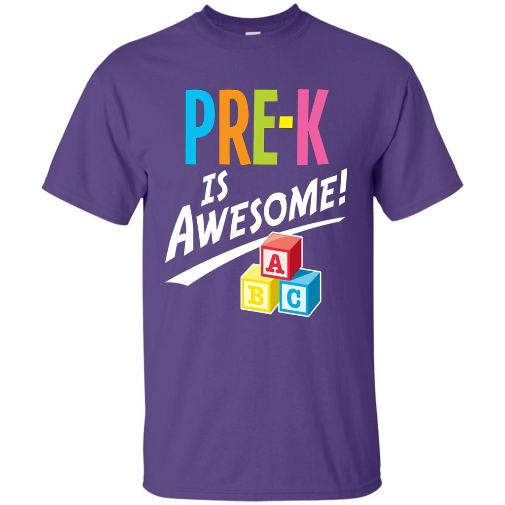 School Teacher T-shirt Pre-K Is Awesome ABC Blocks T-shirt Purple