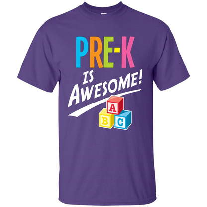 School Teacher T-shirt Pre-K Is Awesome ABC Blocks T-shirt Purple