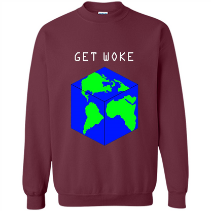 Flat Earther Get Woke T-shirt Earth Society T-shirt Maroon