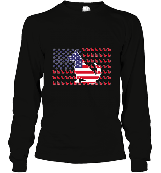 American Flag Dogs Lovers Shirt Long Sleeve T-Shirt Black