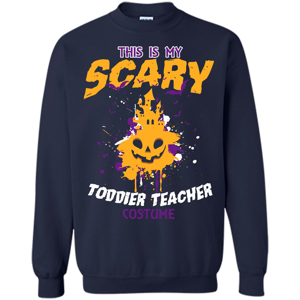 Halloween T-shirt This Is My Scary Toddier Teacher Costume T-shirt Navy