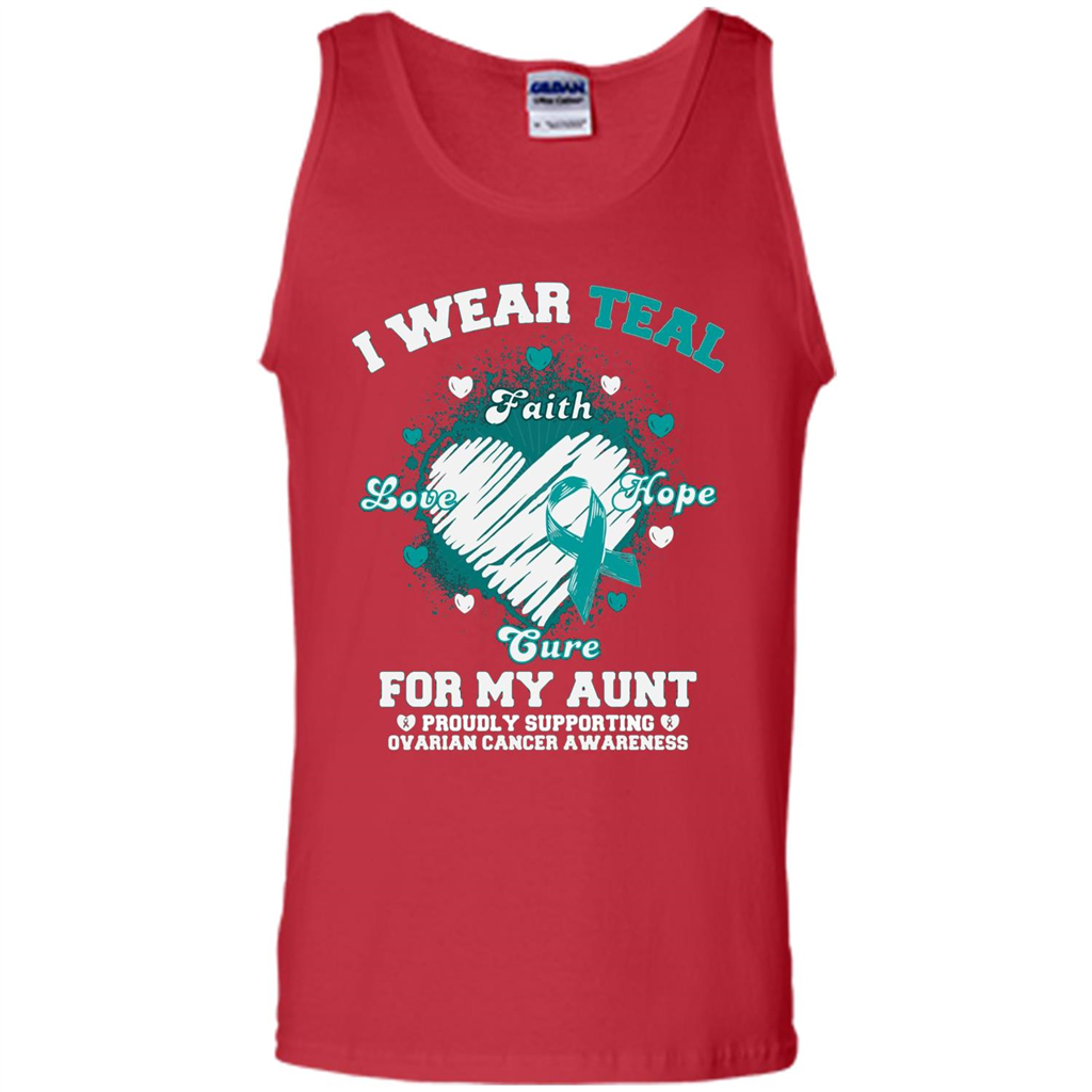 I Wear Teal For My Aunt - Ovarian Cancer Awareness T-Shirt Red