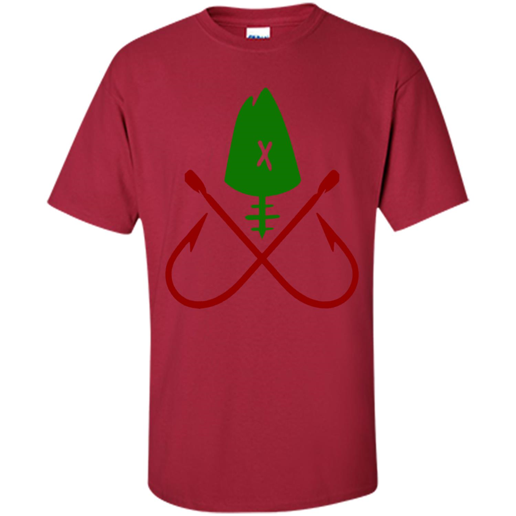 Fishing T-Shirt Skull And Crossed Hooks Cardinal