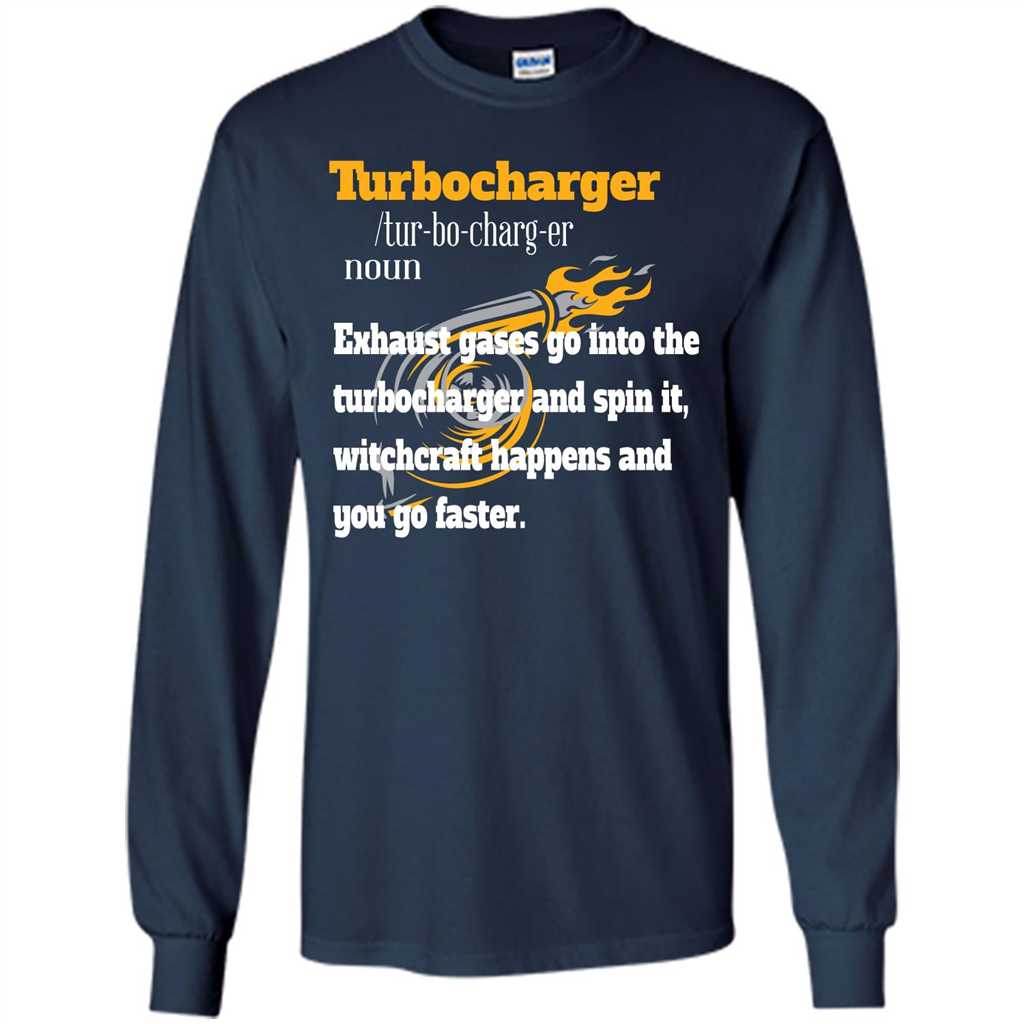 Car Lover T-shirt Turbocharger Exhaust Gases Go Into The Turbocharger Navy