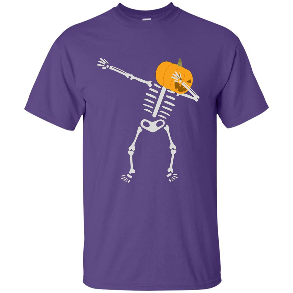 Dabbing Skeleton T-shirt Pumpkin Funny Halloween T-shirt Purple