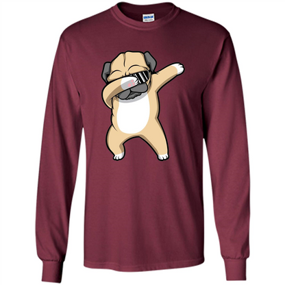 Dabbing Pug T-shirt Funny Cute Dog Dab Dance T-Shirt Maroon