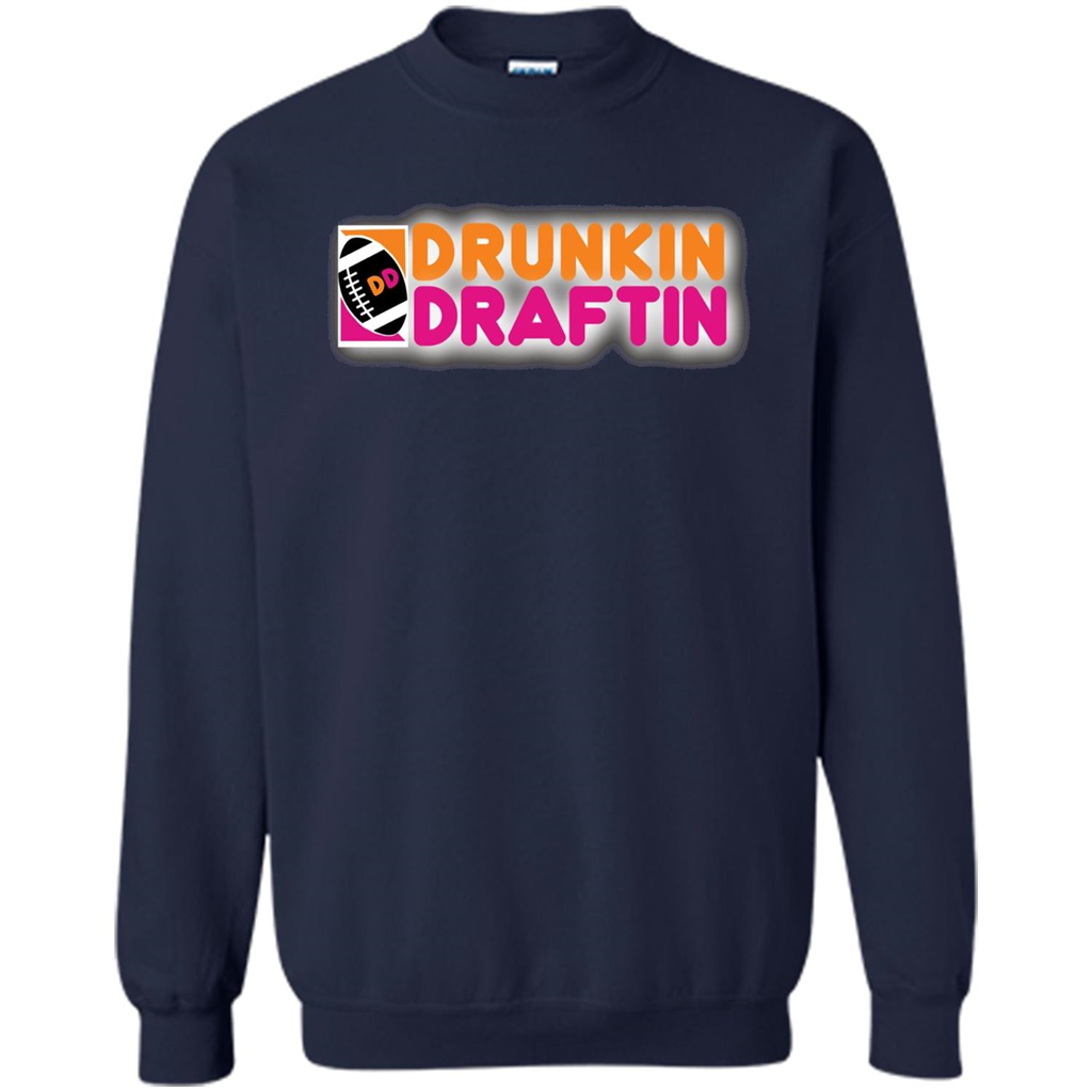 Drunkin' Draftin' T-shirt Funny Fantasy Football Draft T-shirt Navy