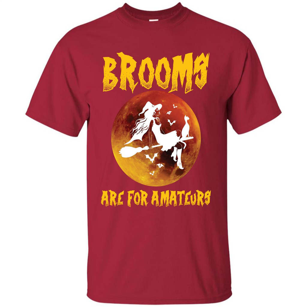 Halloween T-shirt Brooms Are For Amateurs T-shirt Cardinal