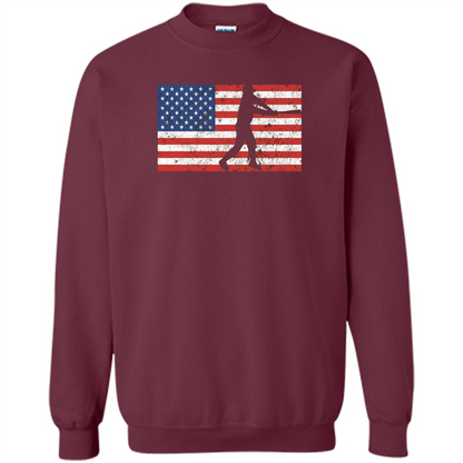 Funny Baseball Player American Flag T-shirt Maroon