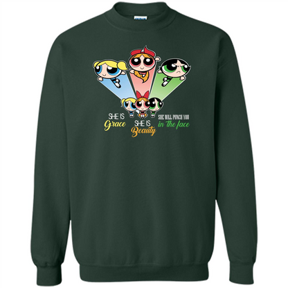Powerpuff Girls T-shirt She Is Beauty She Is Grace T-shirt Forest Green