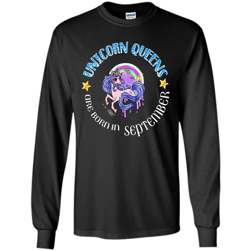 September Unicorn T-shirt Unicorn Queens Are Born September Black