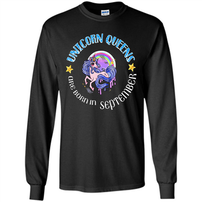 September Unicorn T-shirt Unicorn Queens Are Born September Black