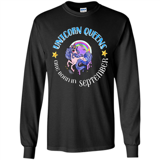 September Unicorn T-shirt Unicorn Queens Are Born September Black