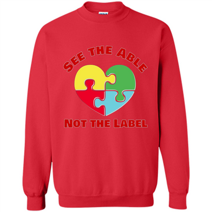 Autism Awareness T-shirt See the Able Not the Label Red