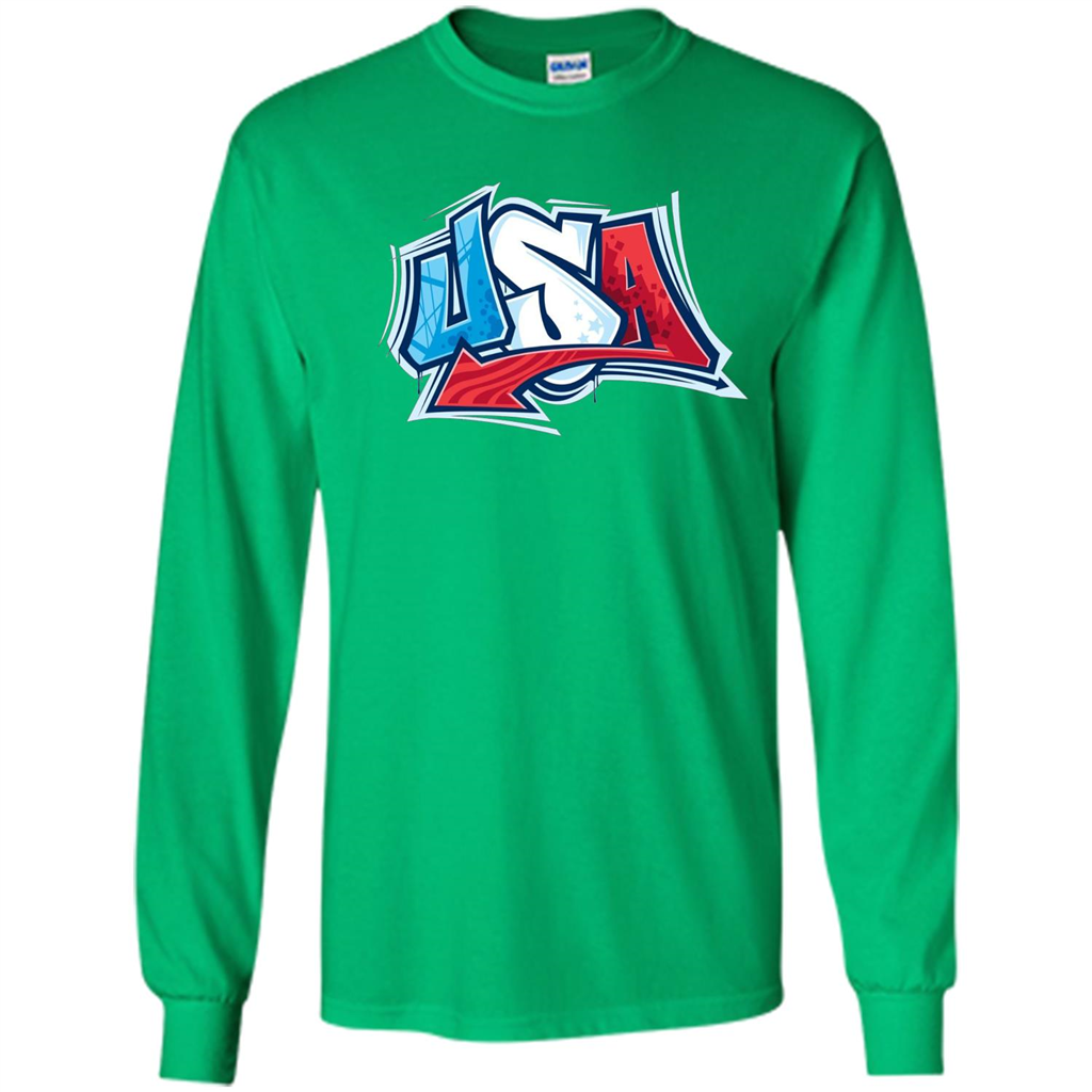 USA T-shirtt Graffiti Style Design Merica 4th July T-shirt Irish Green