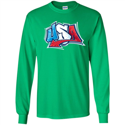 USA T-shirtt Graffiti Style Design Merica 4th July T-shirt Irish Green