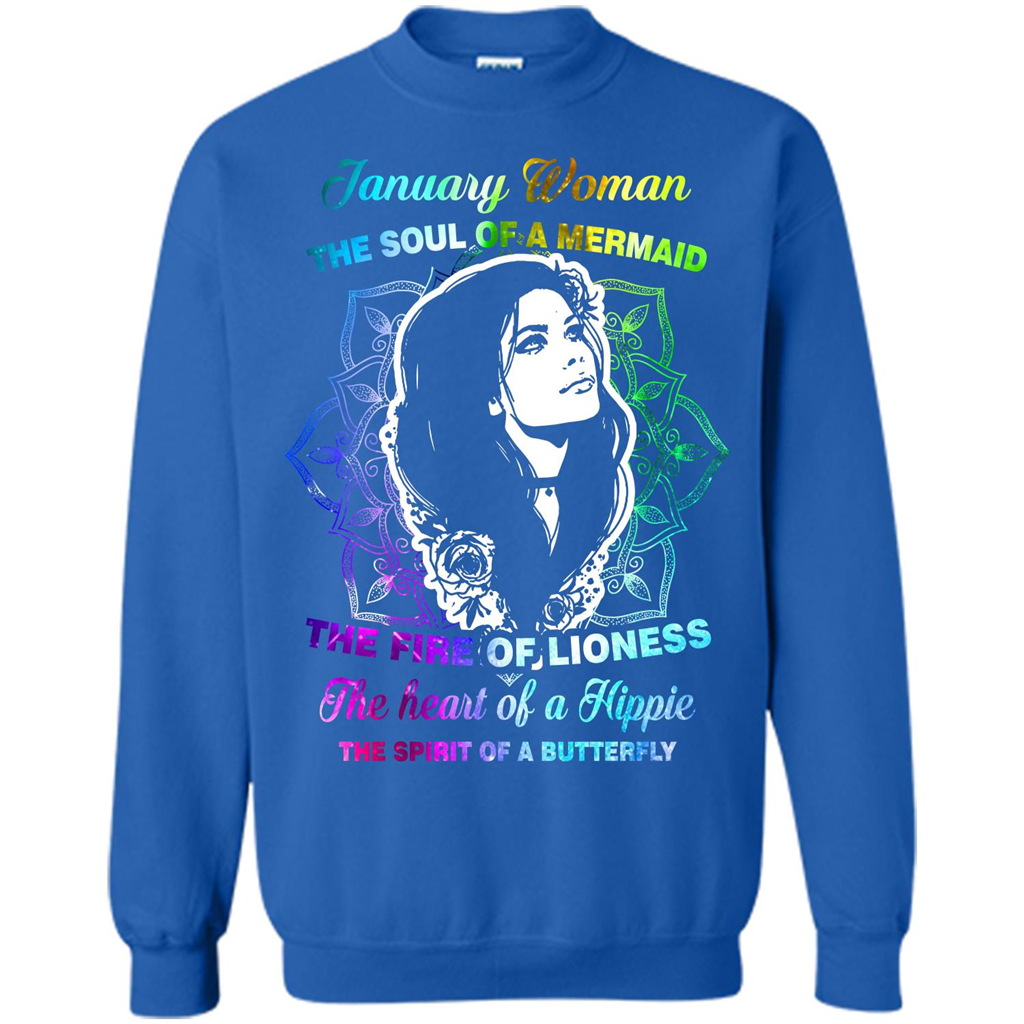 January Woman T-shirt The Heart Of A Hippie Royal