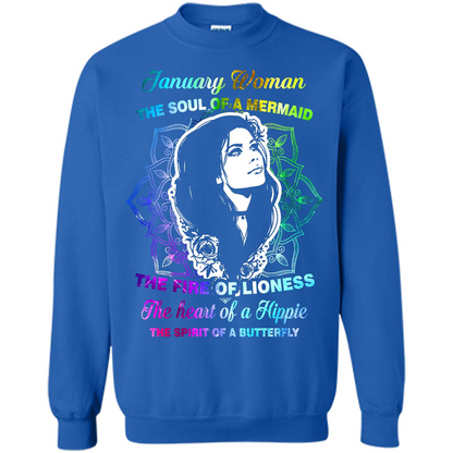 January Woman T-shirt The Heart Of A Hippie Royal