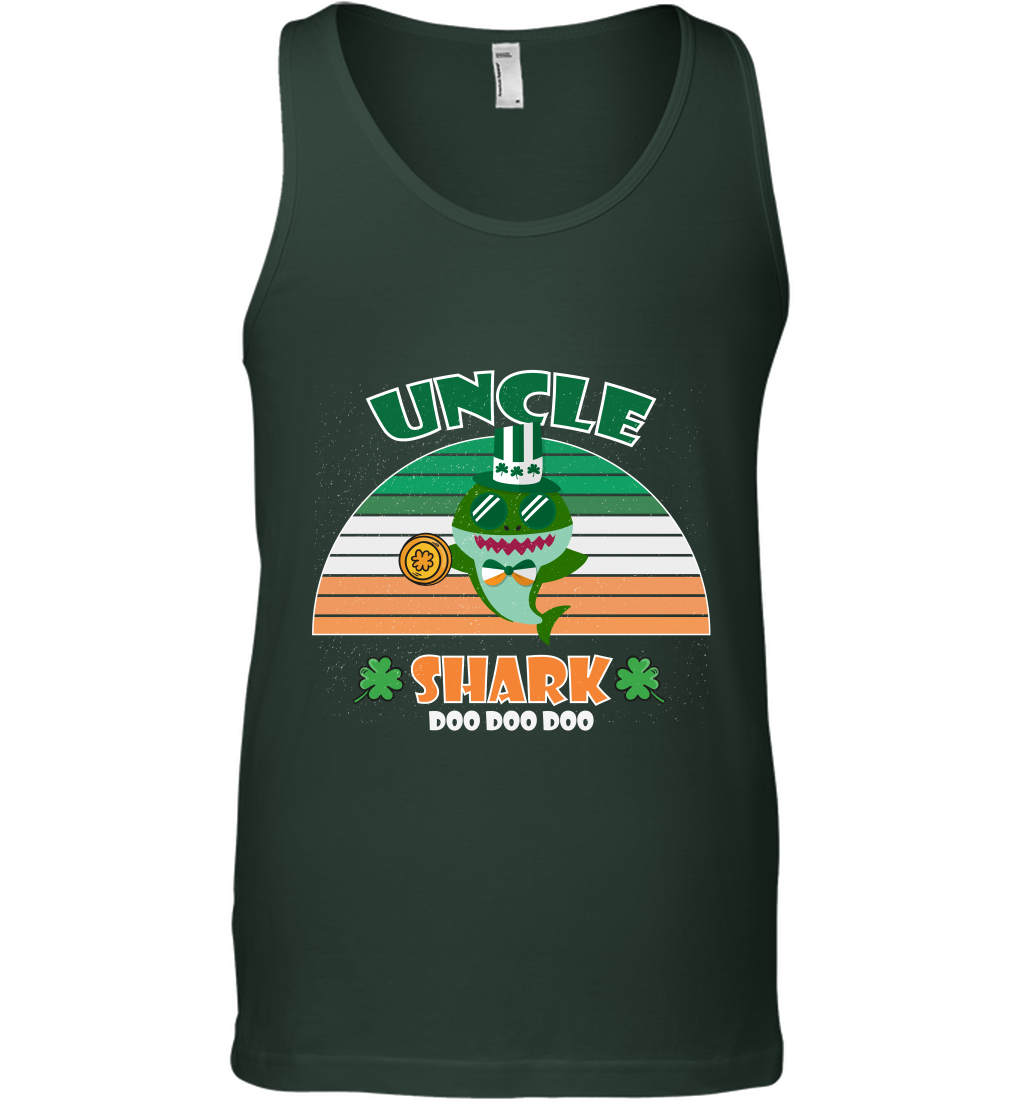 Irish Uncle Shark Saint Patricks Day Family Shirt Tank Top Forest Green