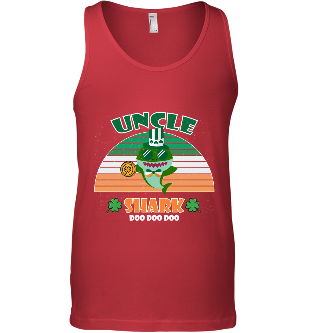 Irish Uncle Shark Saint Patricks Day Family Shirt Tank Top Red