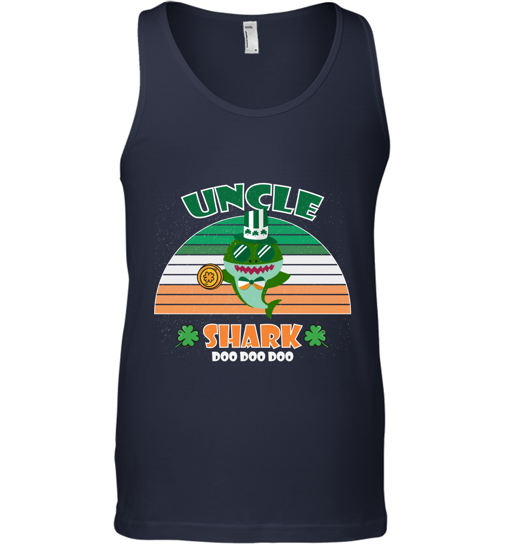 Irish Uncle Shark Saint Patricks Day Family Shirt Tank Top Navy