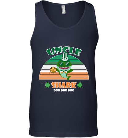 Irish Uncle Shark Saint Patricks Day Family Shirt Tank Top Navy