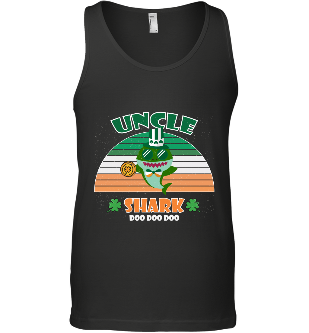 Irish Uncle Shark Saint Patricks Day Family Shirt Tank Top Black