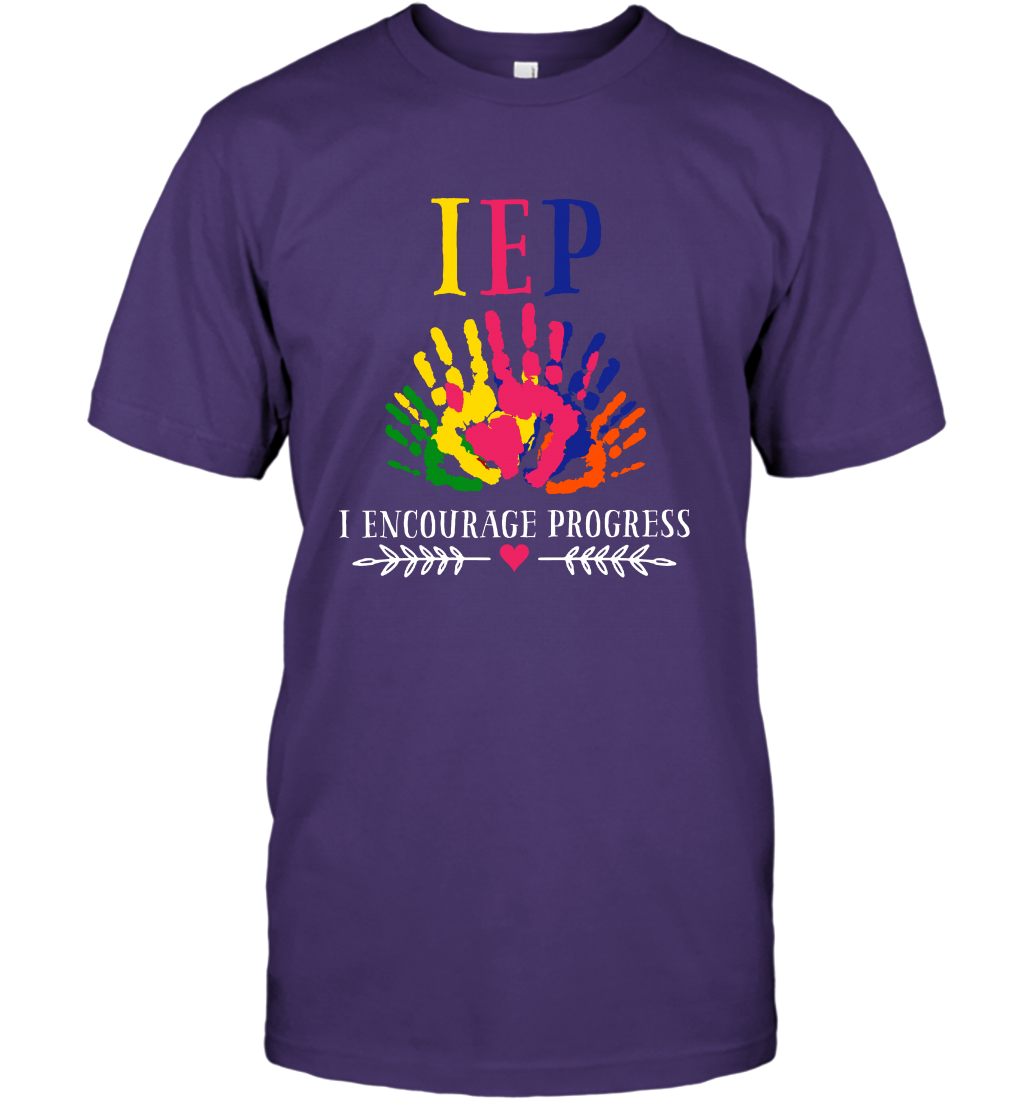 IEP I Encourage Progress Colors Fingerprint Hand Shirt T-Shirt T-Shirt Purple