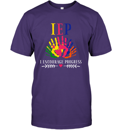 IEP I Encourage Progress Colors Fingerprint Hand Shirt T-Shirt T-Shirt Purple