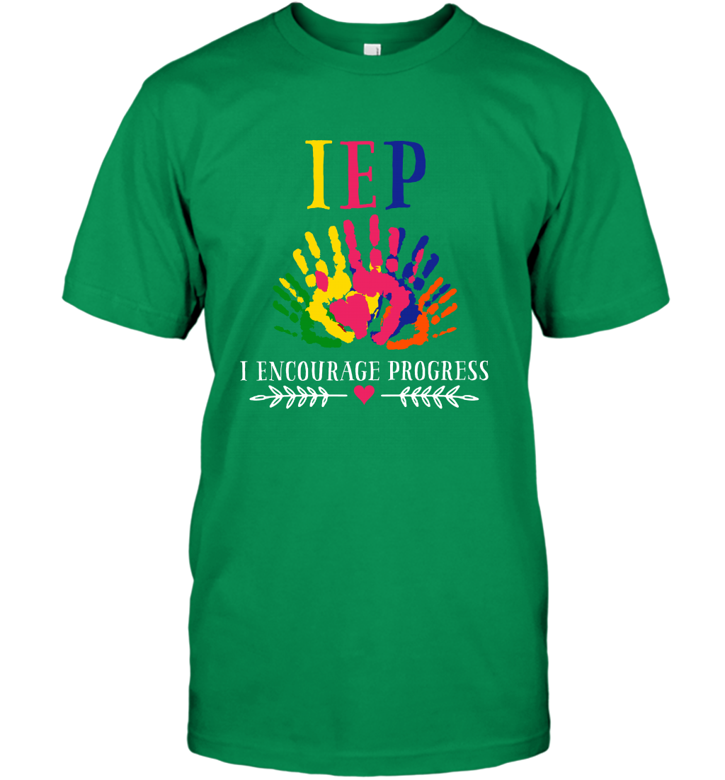 IEP I Encourage Progress Colors Fingerprint Hand Shirt T-Shirt T-Shirt Irish Green