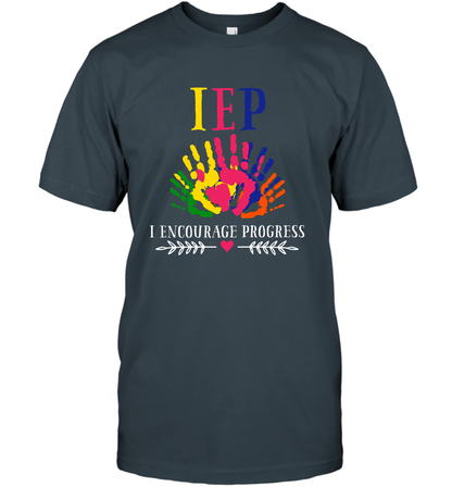 IEP I Encourage Progress Colors Fingerprint Hand Shirt T-Shirt T-Shirt Charcoal
