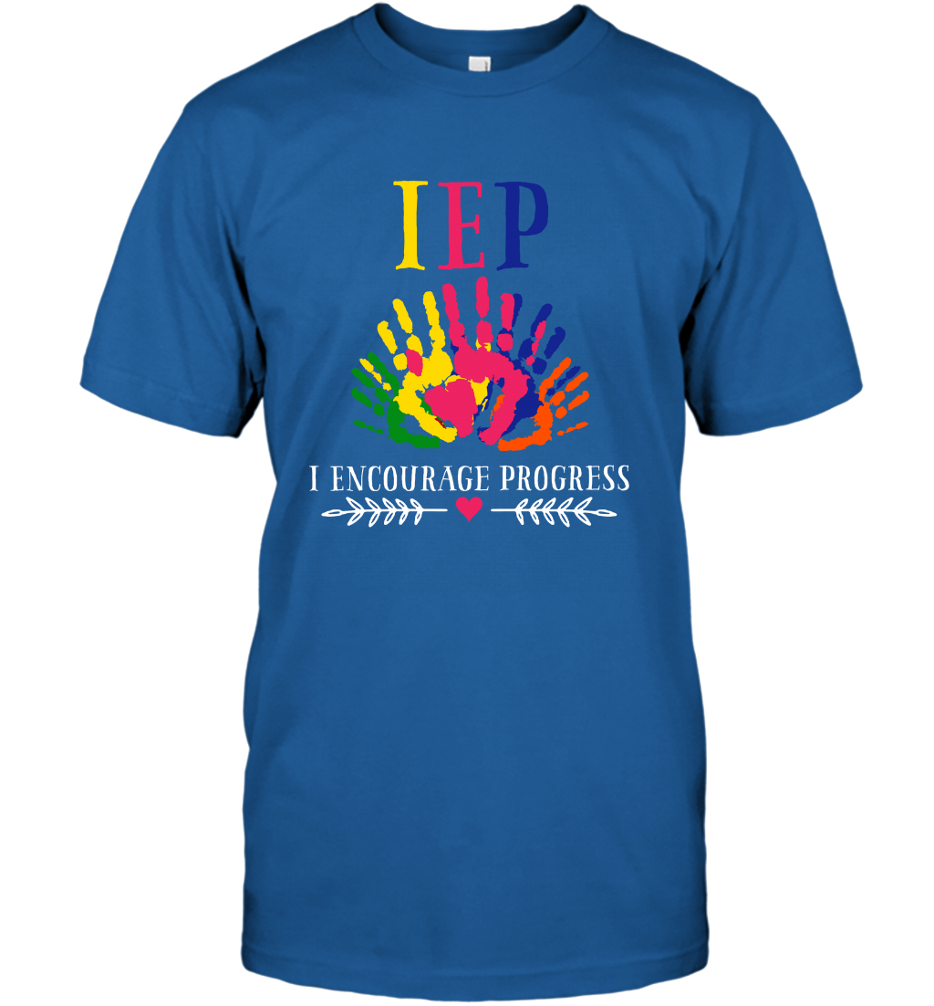 IEP I Encourage Progress Colors Fingerprint Hand Shirt T-Shirt T-Shirt Royal