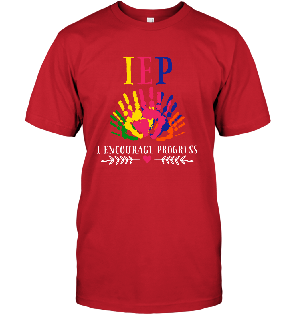IEP I Encourage Progress Colors Fingerprint Hand Shirt T-Shirt T-Shirt Red