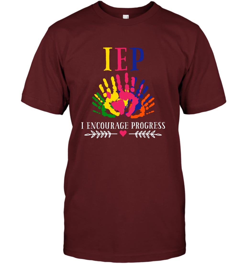IEP I Encourage Progress Colors Fingerprint Hand Shirt T-Shirt T-Shirt Cardinal
