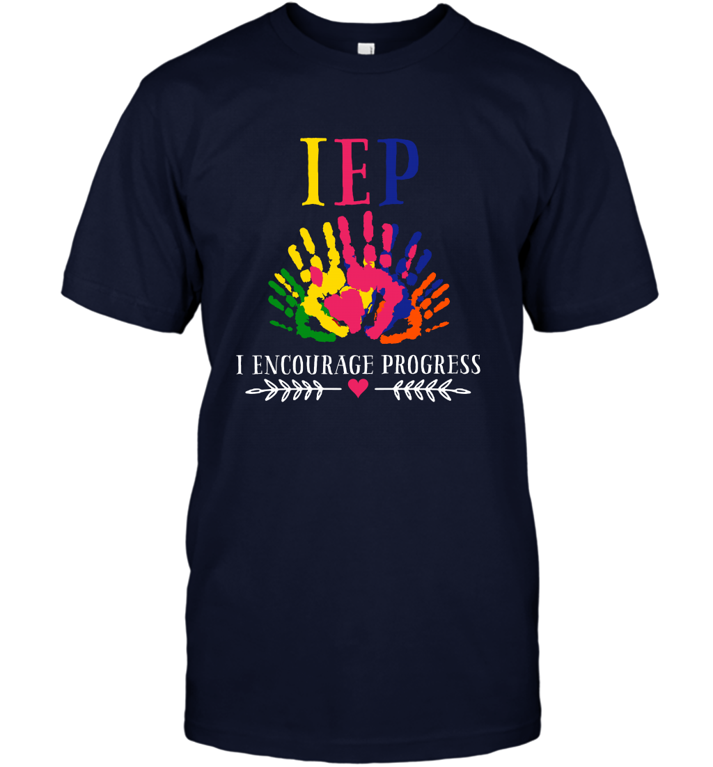 IEP I Encourage Progress Colors Fingerprint Hand Shirt T-Shirt T-Shirt Navy