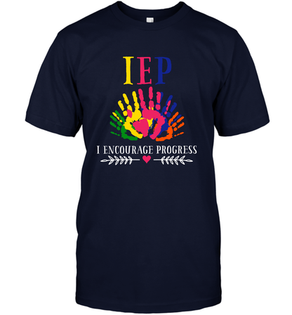 IEP I Encourage Progress Colors Fingerprint Hand Shirt T-Shirt T-Shirt Navy