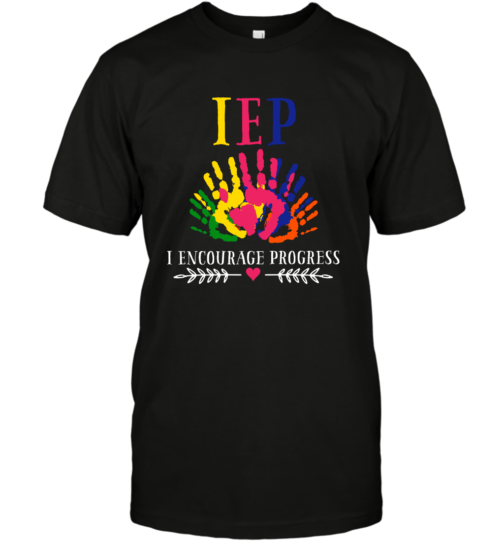 IEP I Encourage Progress Colors Fingerprint Hand Shirt T-Shirt T-Shirt Black