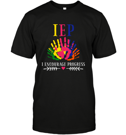IEP I Encourage Progress Colors Fingerprint Hand Shirt T-Shirt T-Shirt Black