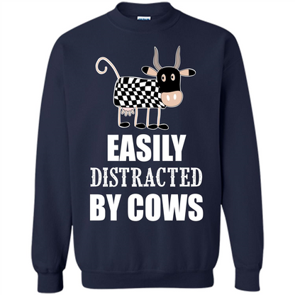Cow T-shirt Easily Distracted By Cows T-shirt Navy