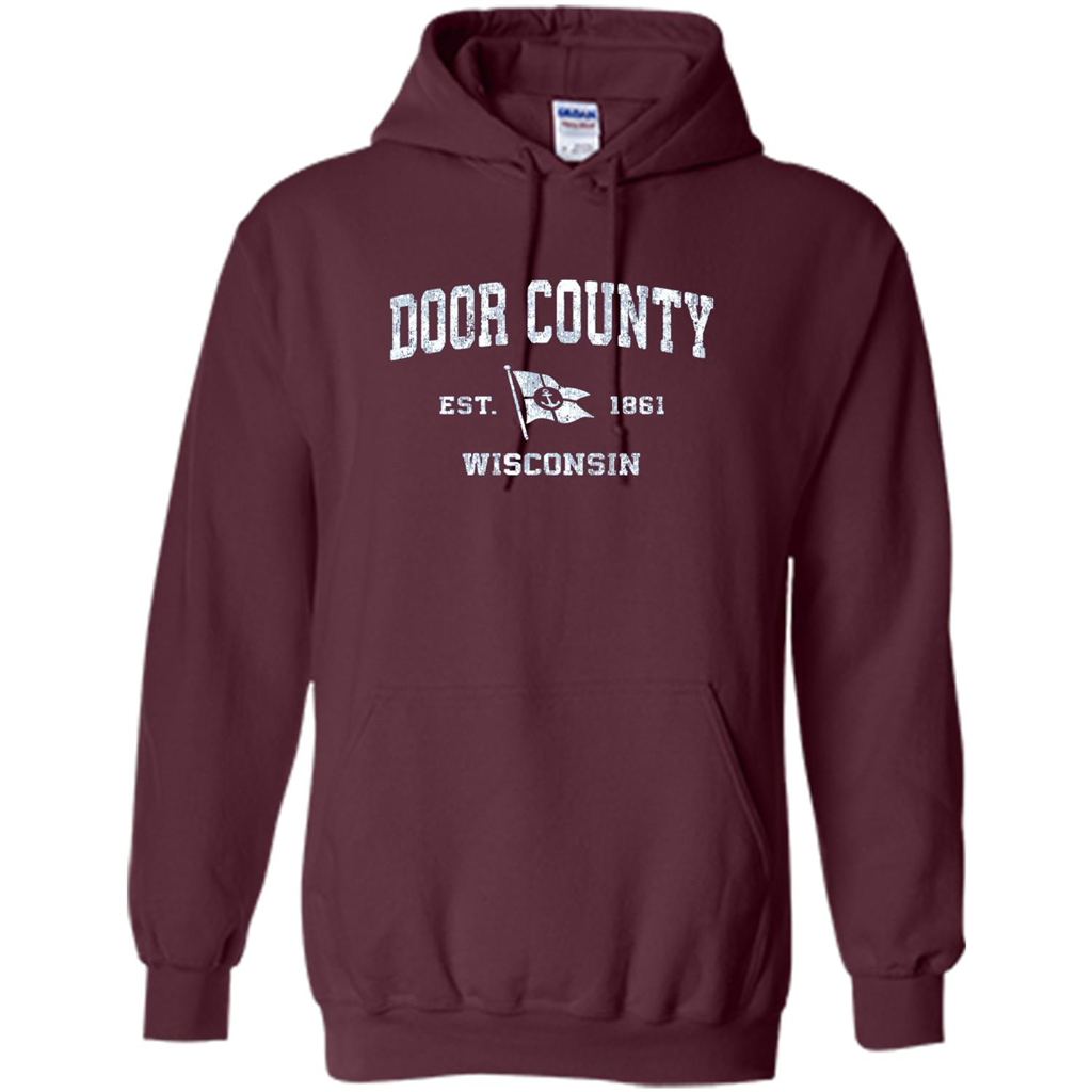Door County Wisconsin WI Est 1861 T-shirt Maroon
