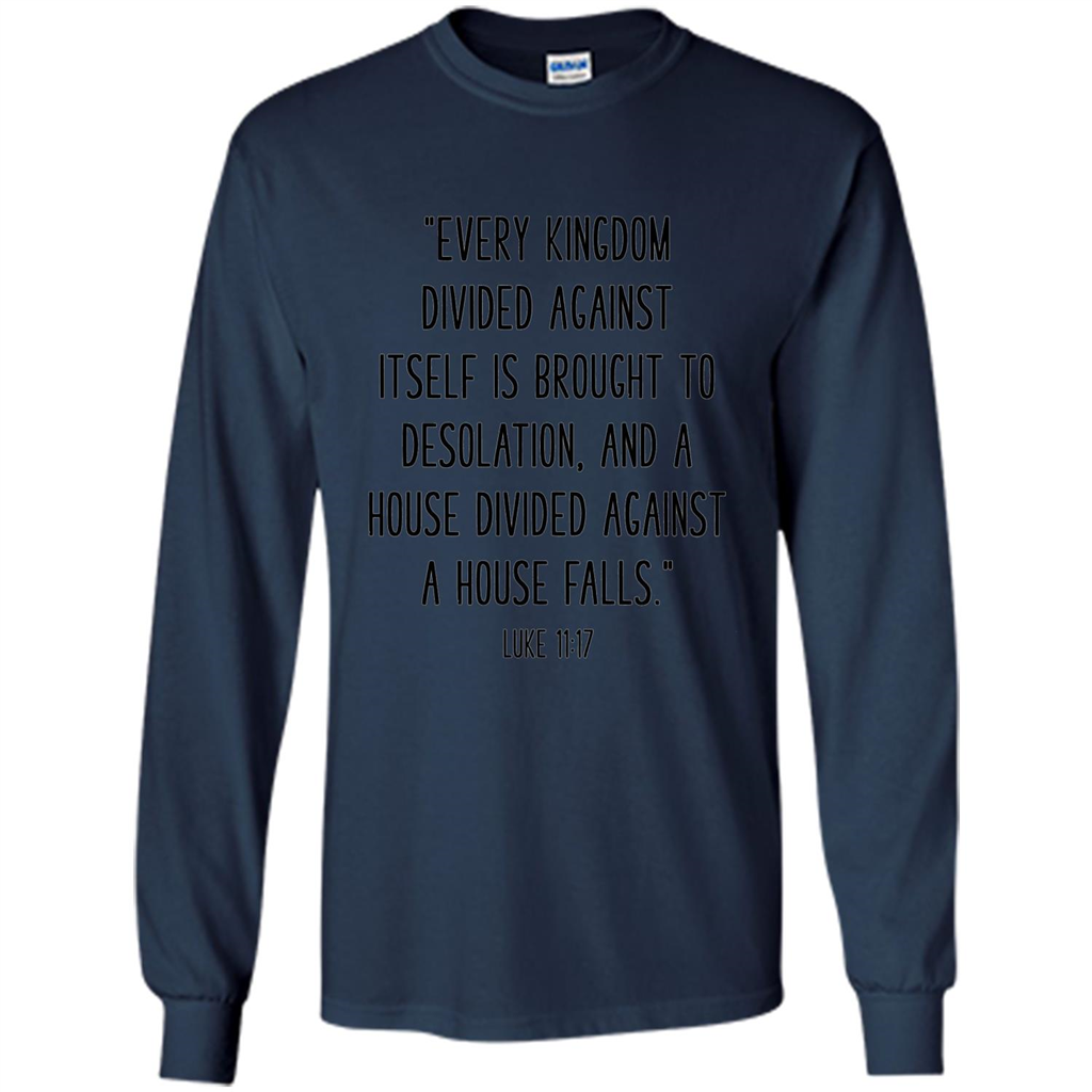 Bible Verse T-Shirt Every Kingdom Divided Against Itself Navy