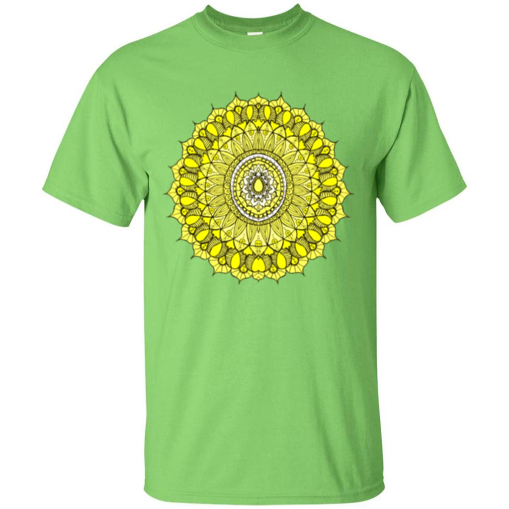 Yellow Sunshine Mandala T-shirt Lime