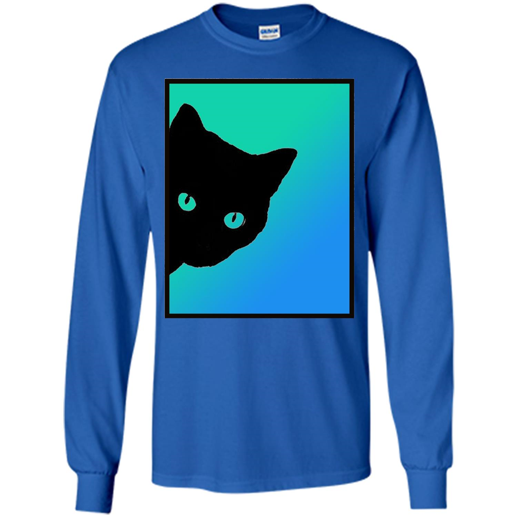 Cat Lover T-shirt Black Cat Blue Green T-shirt Royal