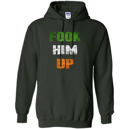 Funny Boxing T-shirt Fook Him Up Irish Boxing T-shirt Forest Green