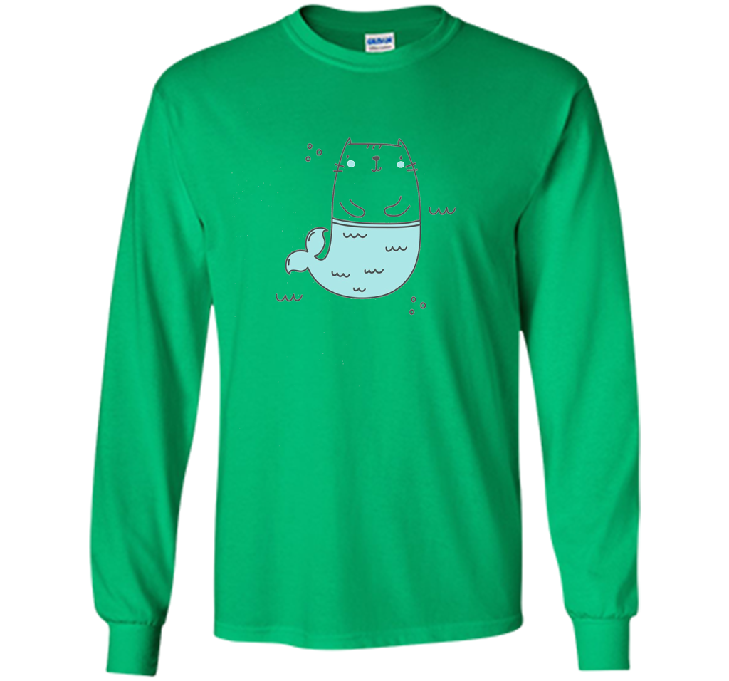 MerKitty Mermaid Cat Girls Shirt Blue shirt Irish Green