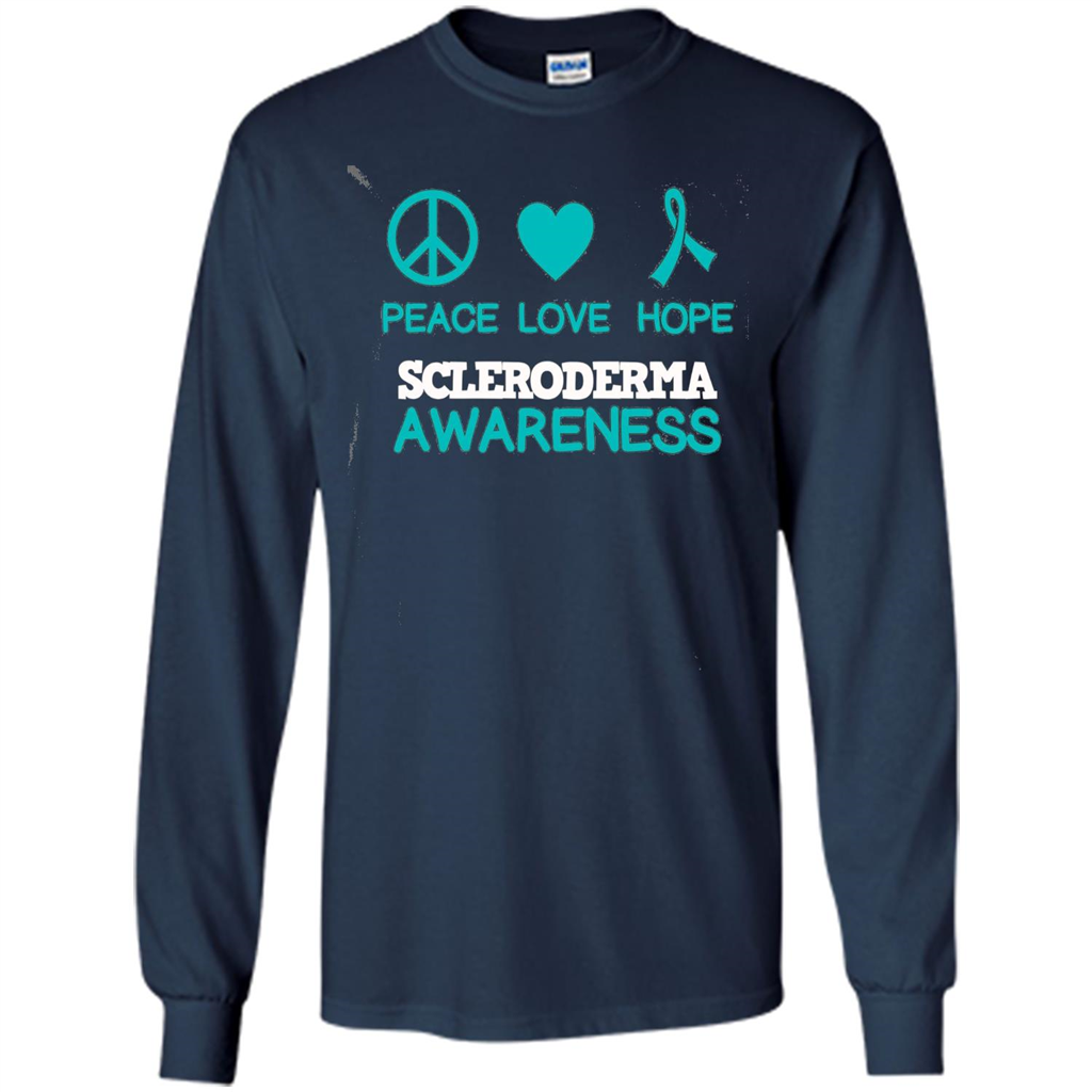 Scleroderma Awareness Ribbon Support T-shirt Peace Love Hope T-shirt Navy