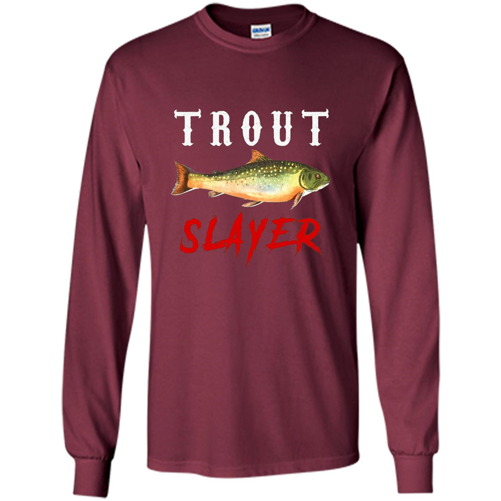 Fisherman T-shirt Trout Slayer T-Shirt Maroon