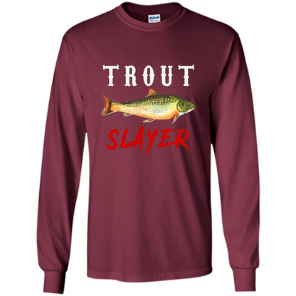 Fisherman T-shirt Trout Slayer T-Shirt Maroon