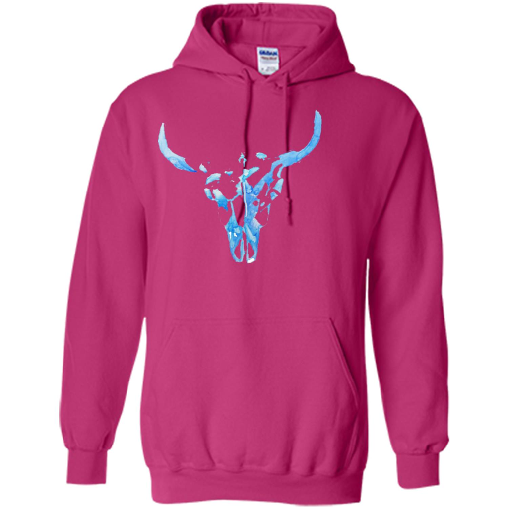 Watercolor Cow Skull T-Shirt Heliconia