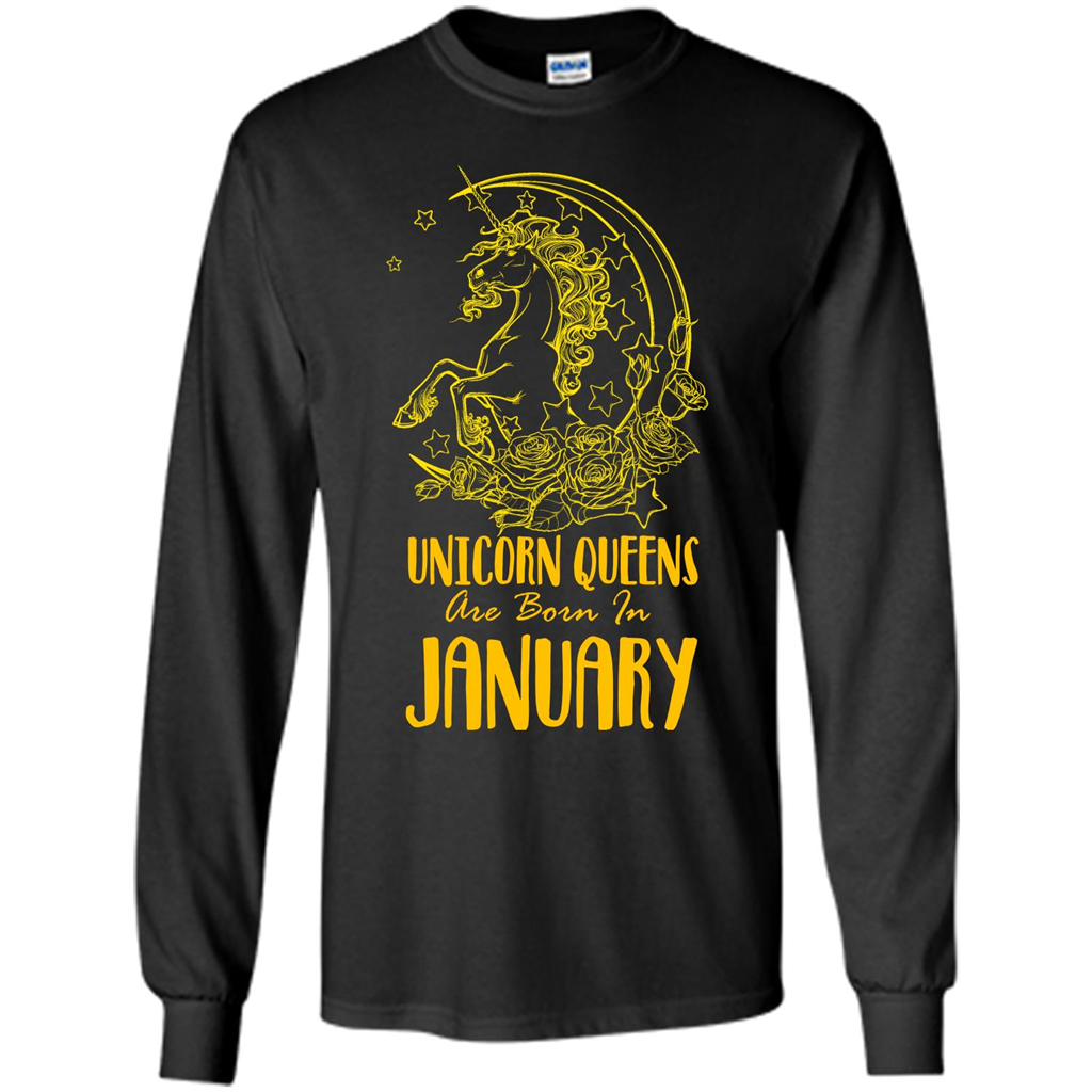 January Unicorn T-shirt Unicorn Queens Are Born In January Black